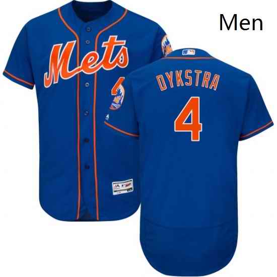 Mens Majestic New York Mets 4 Lenny Dykstra Royal Blue Alternate Flex Base Authentic Collection MLB Jersey